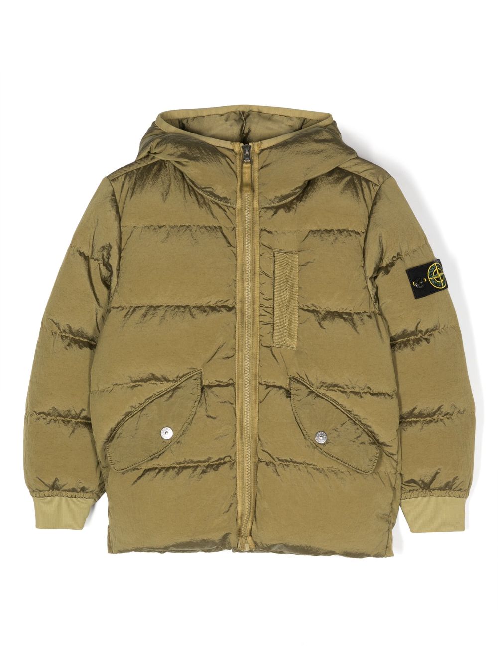 Stone Island Junior Compass-patch padded hooded jacket - Green von Stone Island Junior