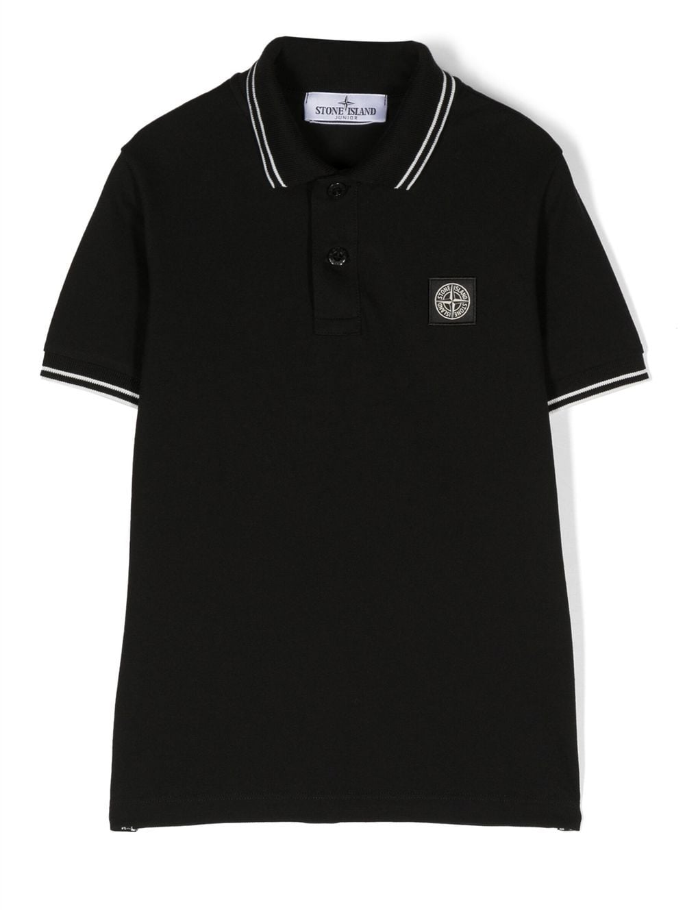 Stone Island Junior Compass-patch tipped polo shirt - Black von Stone Island Junior