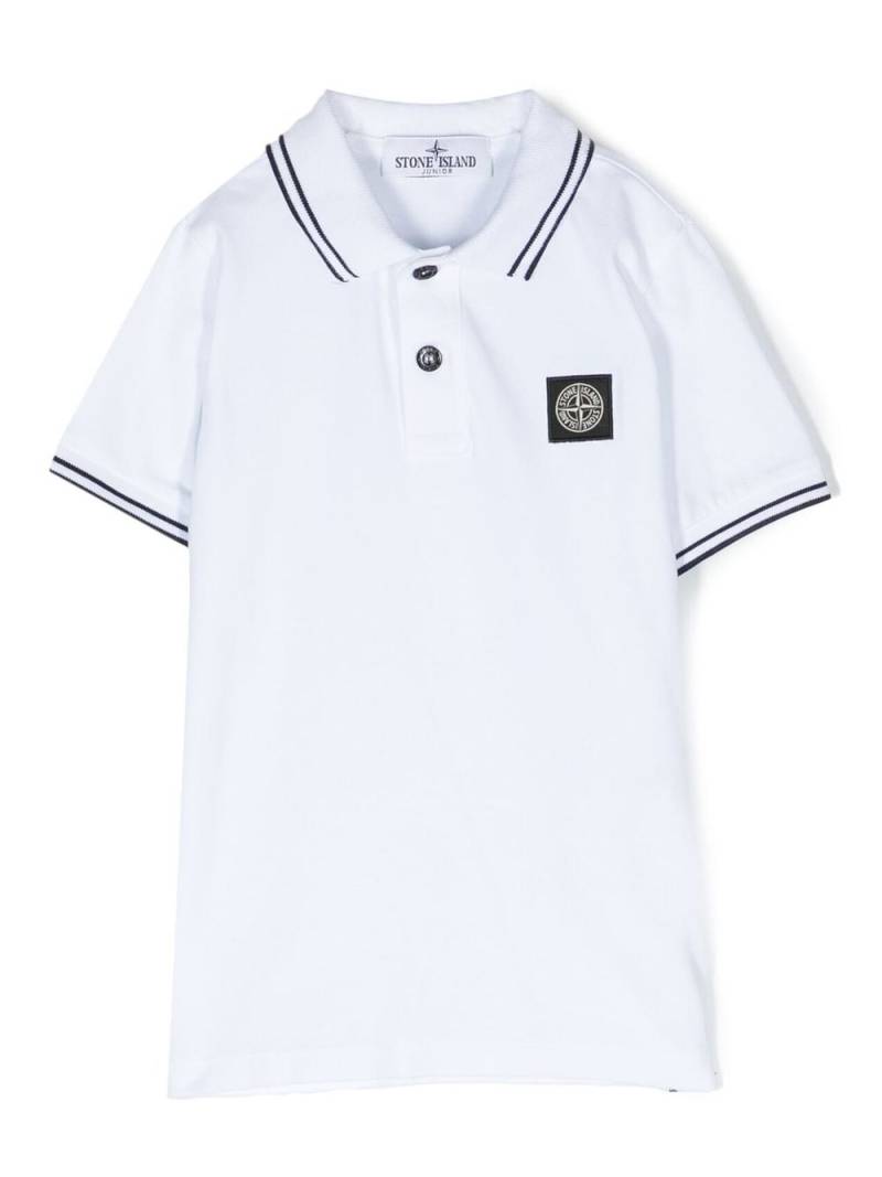 Stone Island Junior Compass-patch tipped polo shirt - White von Stone Island Junior