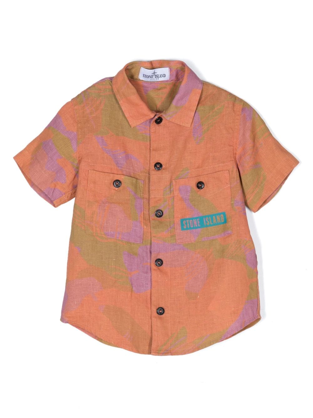 Stone Island Junior floral-print linen shirt - Orange von Stone Island Junior