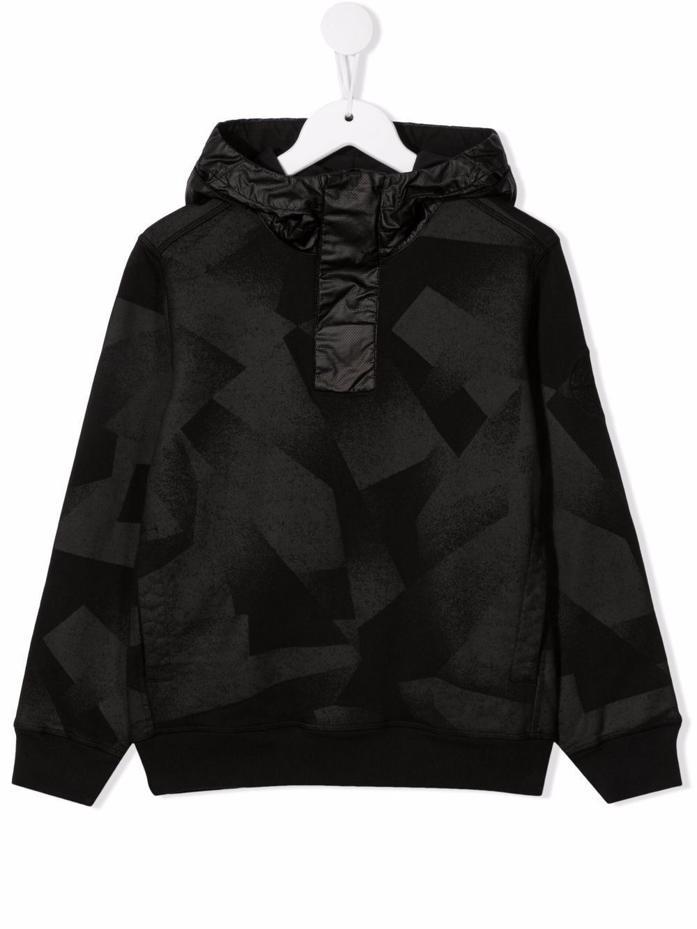 Stone Island Junior geometric-print cotton hoodie - Black von Stone Island Junior