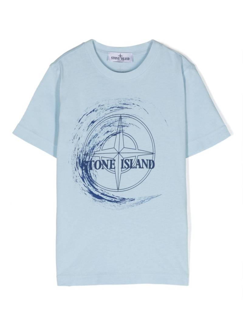 Stone Island Junior logo-appliqué cotton T-shirt - Blue von Stone Island Junior