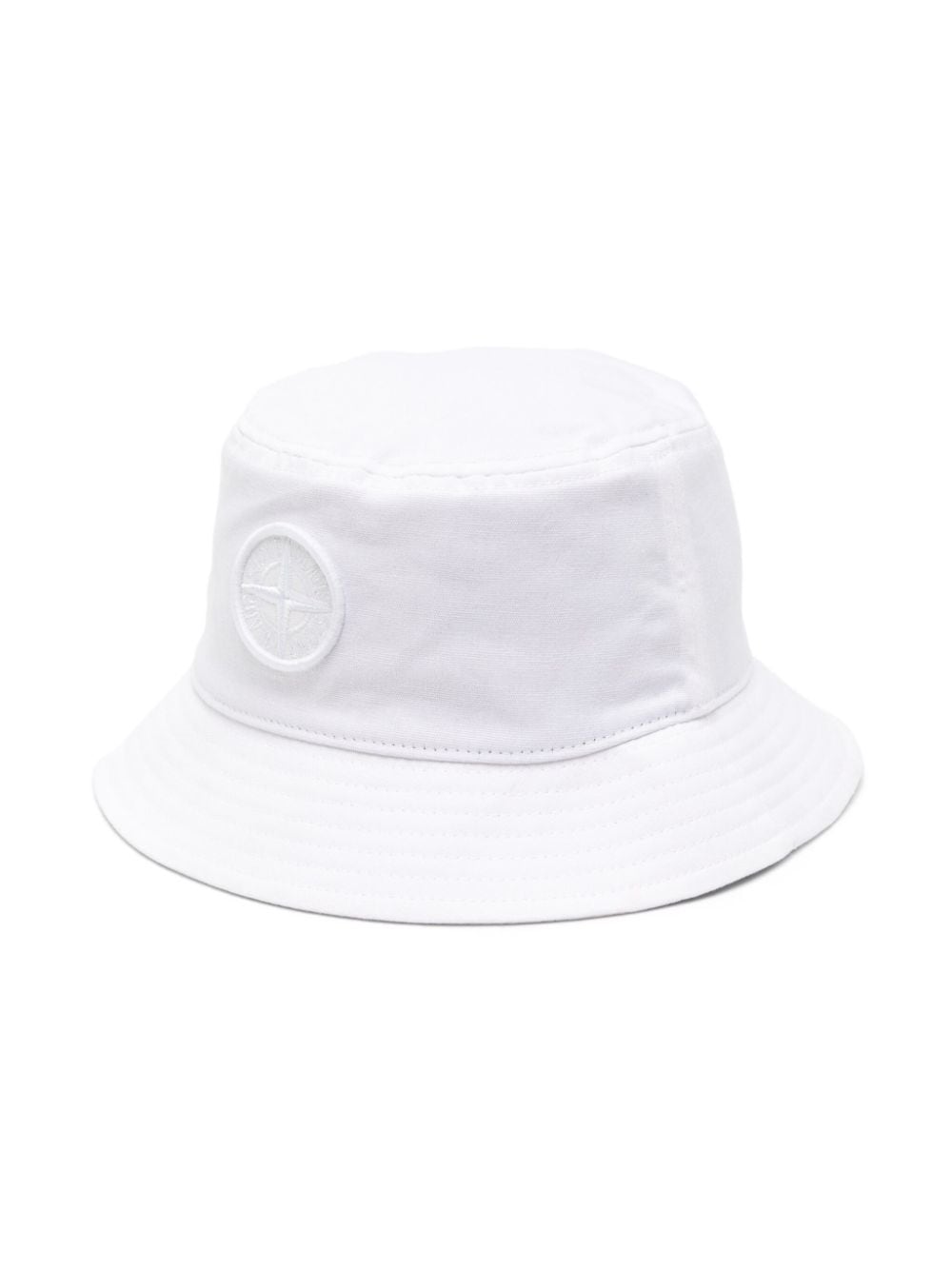 Stone Island Junior logo-patch cotton bucket hat - White von Stone Island Junior