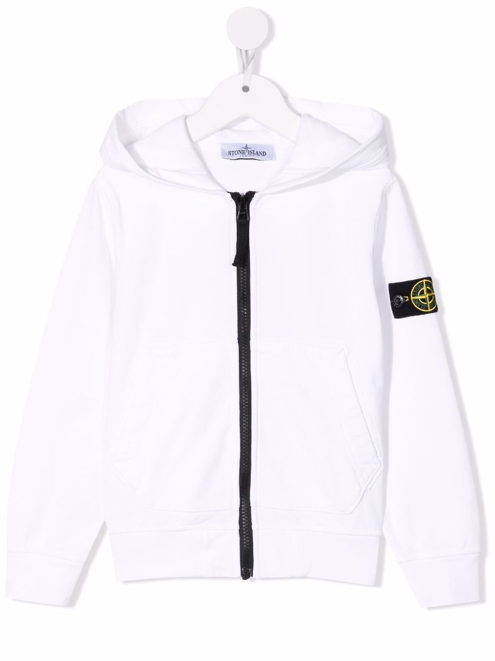 Stone Island Junior logo-patch zip-up hoodie - White von Stone Island Junior