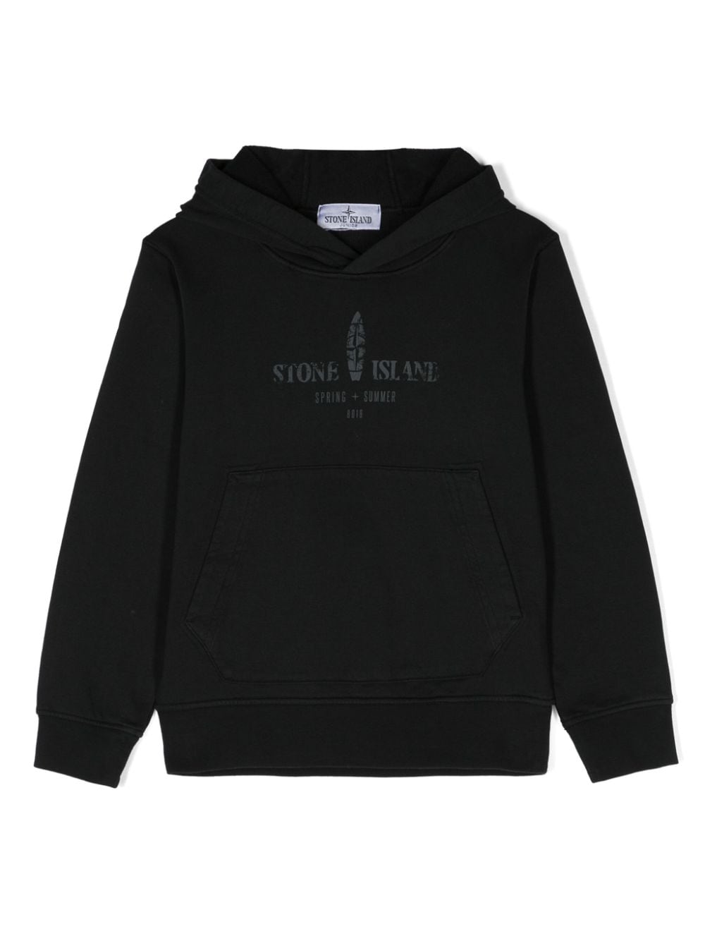 Stone Island Junior logo-print cotton hoodie - Black von Stone Island Junior