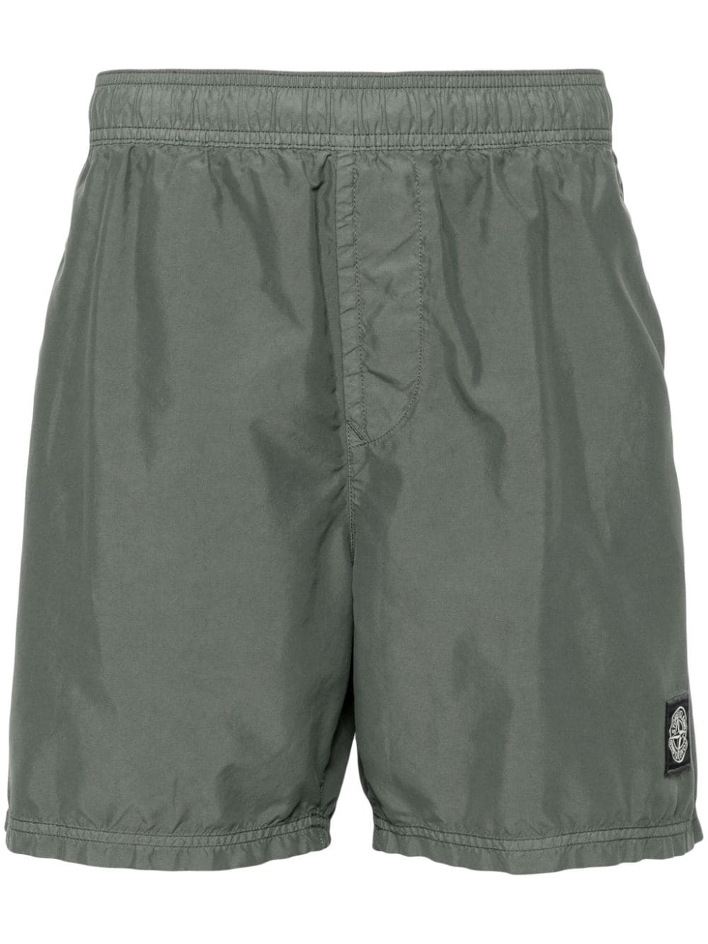 Stone Island Compass-appliqué elasticated-waist shorts - Green von Stone Island