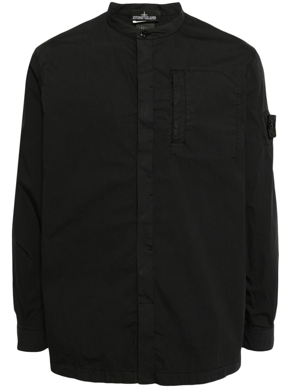 Stone Island Compass-appliqué poplin shirt - Black von Stone Island