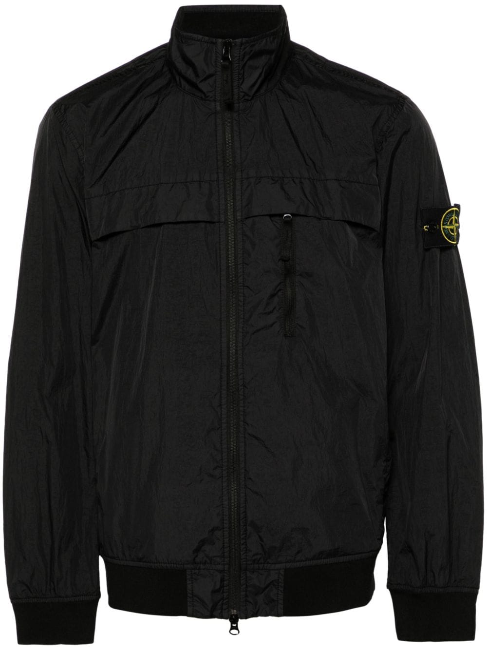 Stone Island Compass-badge crinkle bomber jacket - Black von Stone Island