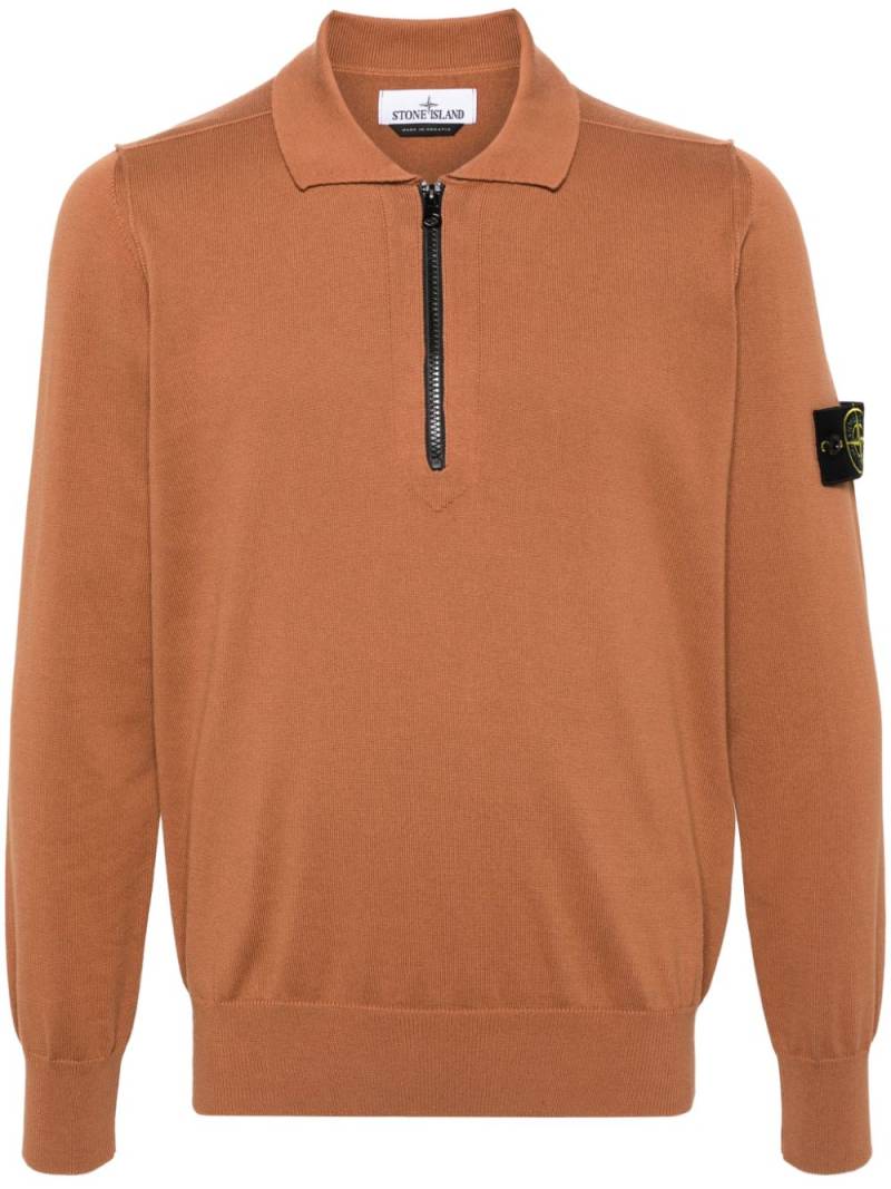 Stone Island Compass badge organic-cotton polo shirt - Brown von Stone Island