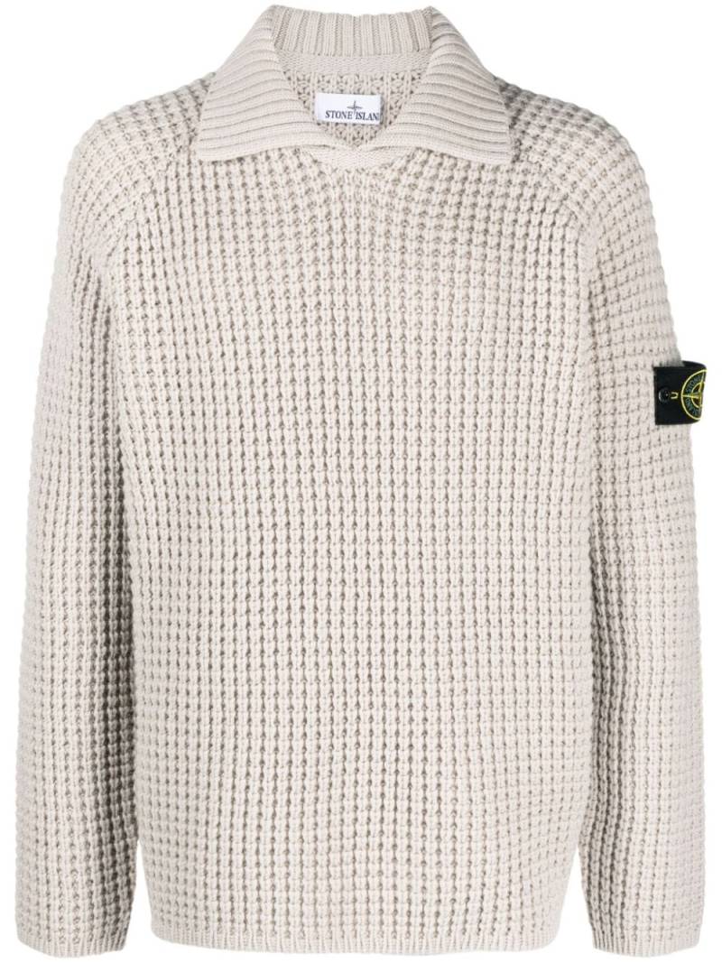 Stone Island Compass-appliqué wool jumper - Neutrals von Stone Island