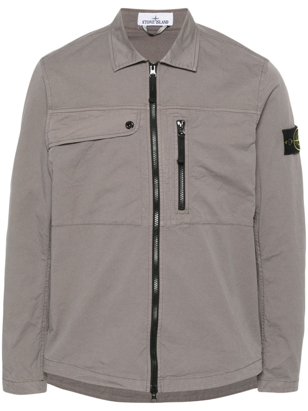 Stone Island Compass badge zip-up overshirt - Grey von Stone Island