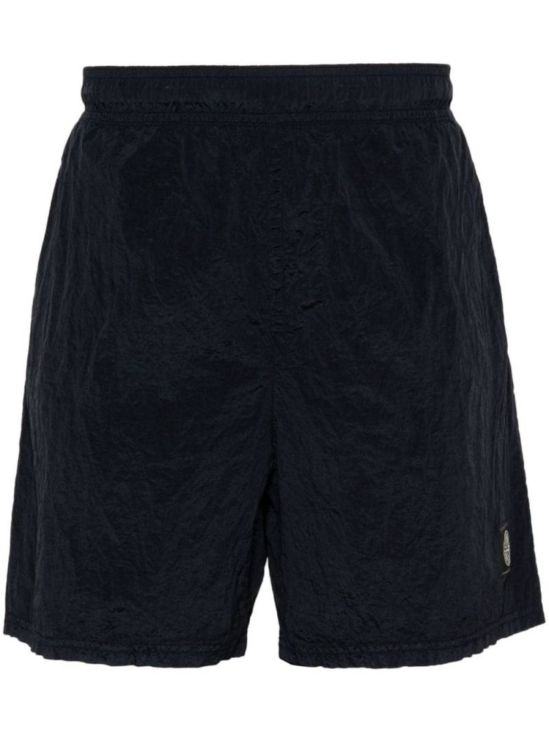 Stone Island Compass crinkled shorts - Blue von Stone Island