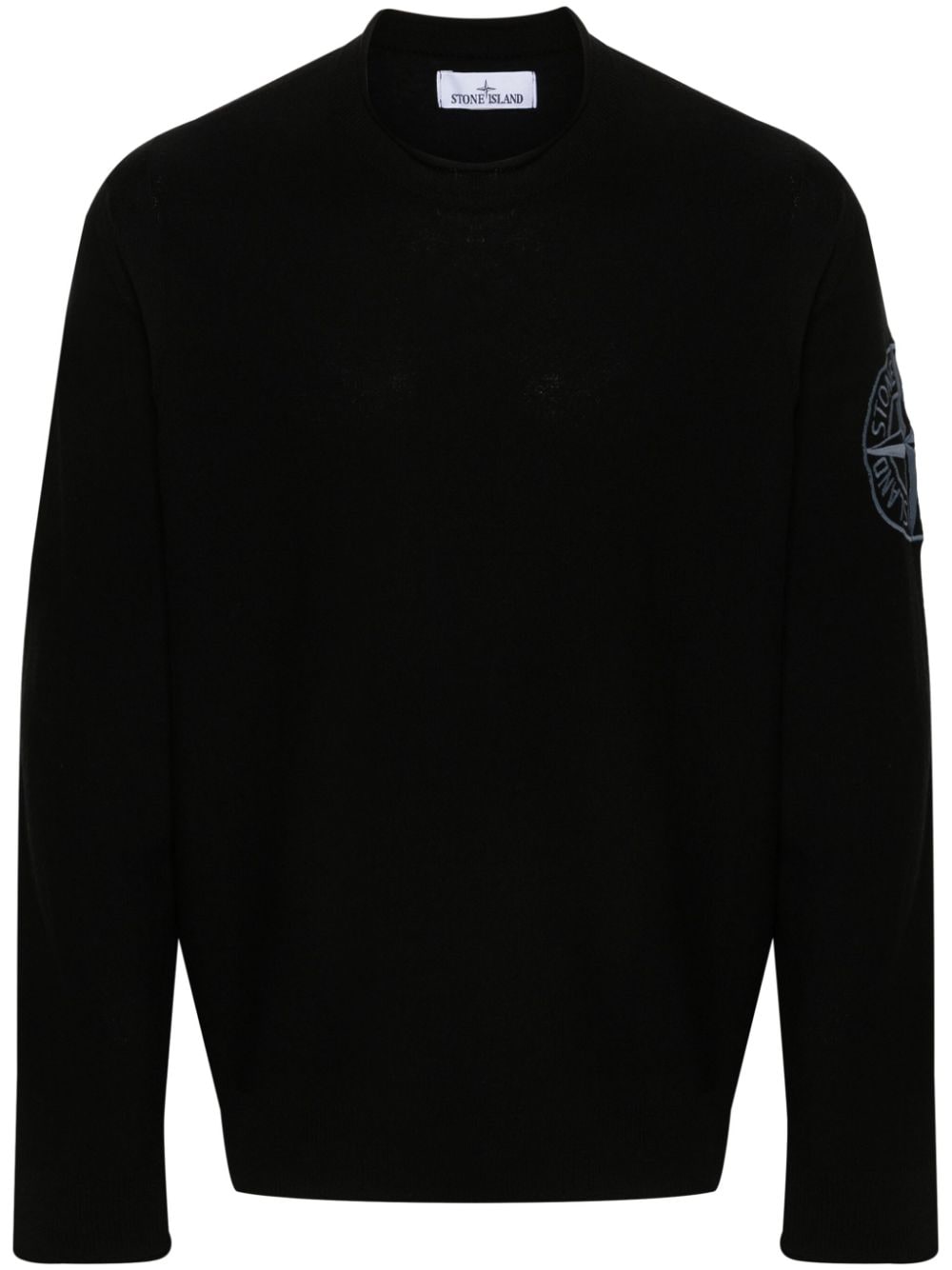 Stone Island Compass-embroidered cotton jumper - Black von Stone Island