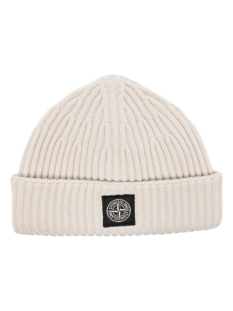 Stone Island Compass-motif ribbed beanie - Neutrals von Stone Island