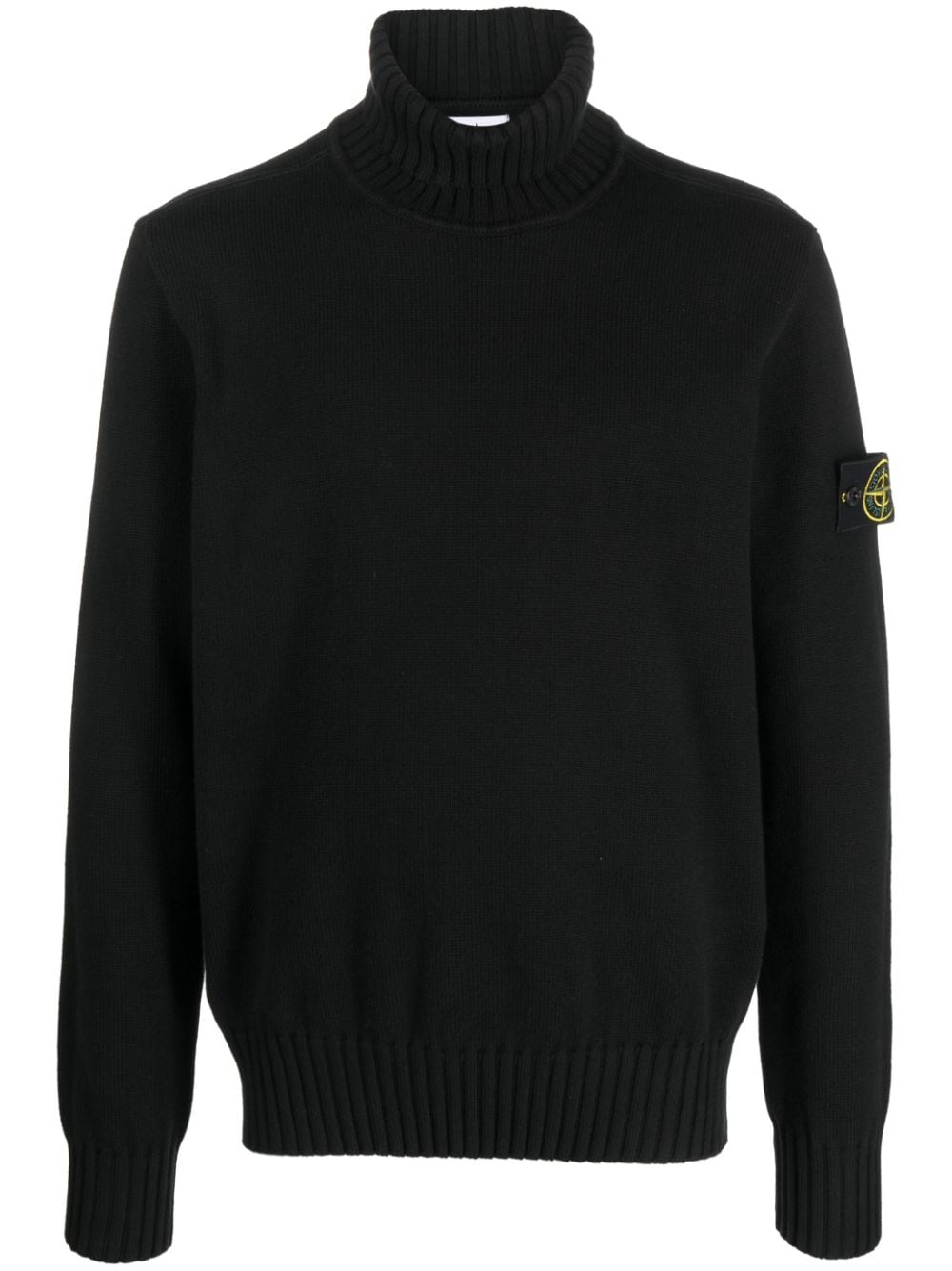 Stone Island Compass-motif roll-neck cotton jumper - Black von Stone Island