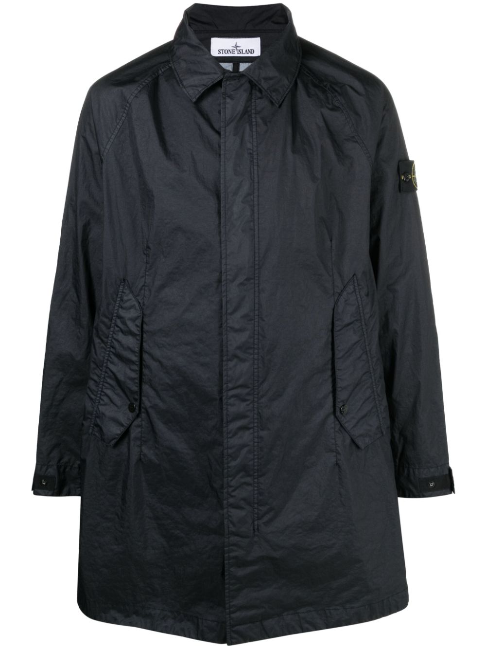 Stone Island Compass-appliqué coated raincoat - Blue von Stone Island