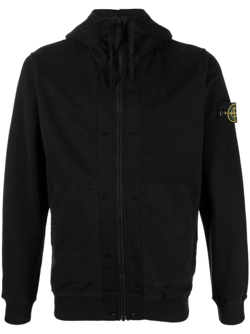 Stone Island Compass-patch cotton hoodie - Black von Stone Island