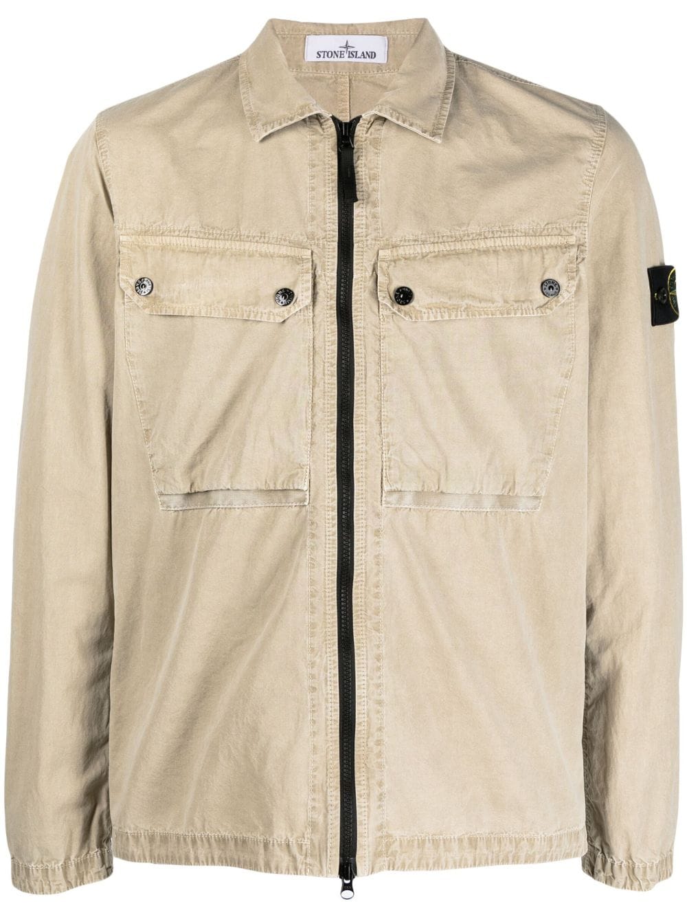 Stone Island Compass-patch cotton shirt jacket - Neutrals von Stone Island