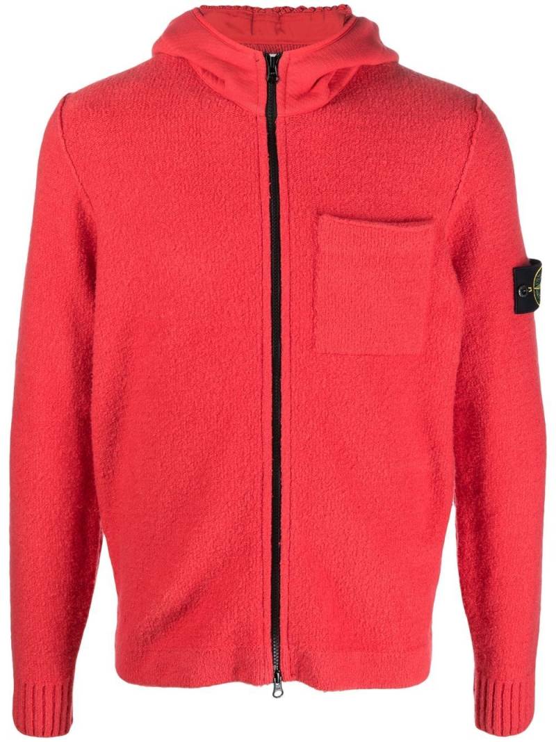 Stone Island Compass-patch fleece zip-up hoodie - Red von Stone Island