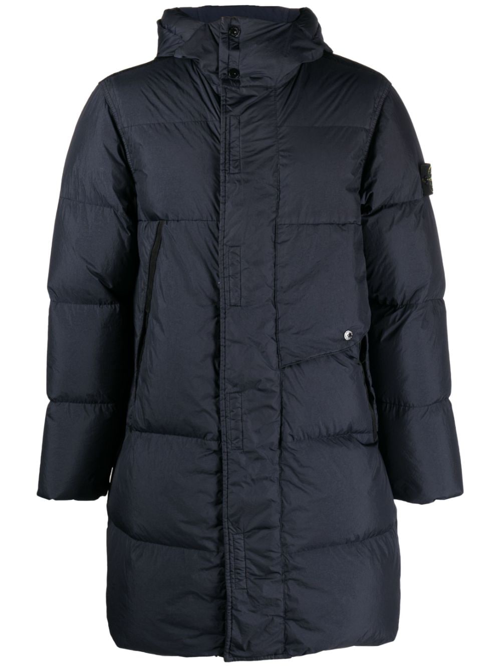 Stone Island Compass-patch hooded down coat - Blue von Stone Island