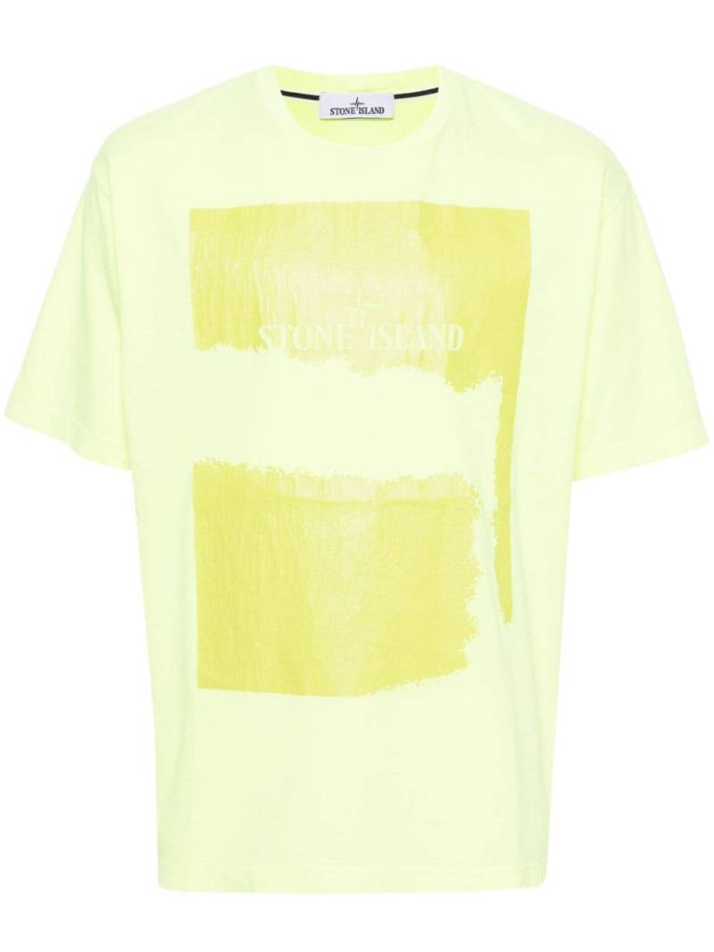 Stone Island Scratched Paint Two cotton T-shirt - Yellow von Stone Island