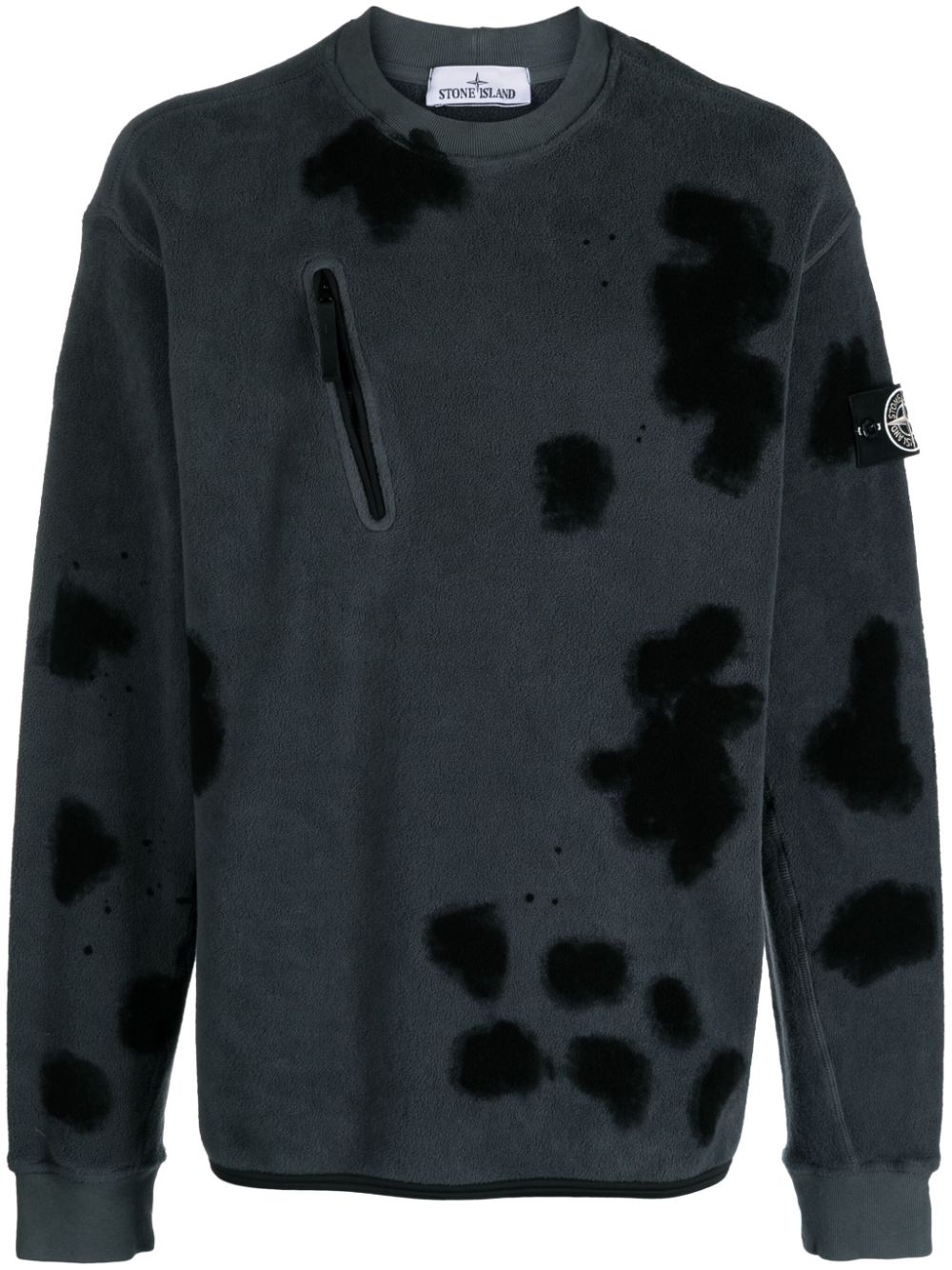 Stone Island abstract-pattern fleeced-jersey sweater - Grey von Stone Island