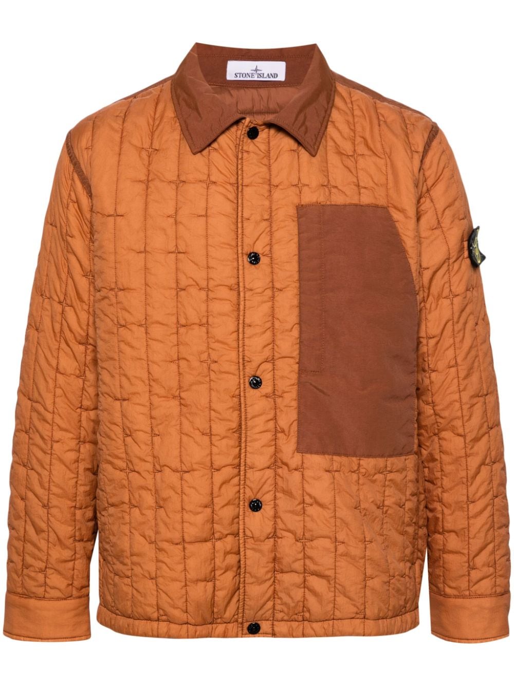 Stone Island contrasting-panels quilted jacket - Brown von Stone Island