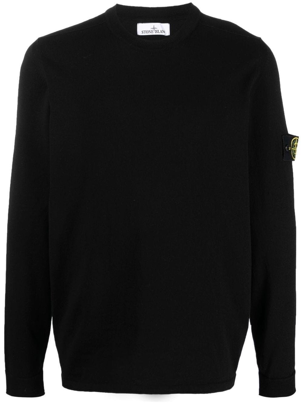 Stone Island logo-patch crew neck jumper - Black von Stone Island