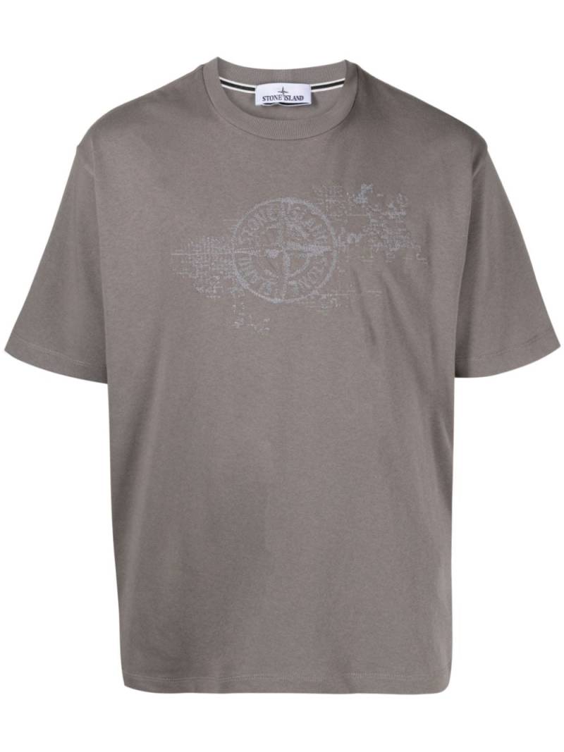 Stone Island embroidered-logo cotton T-shirt - Grey von Stone Island