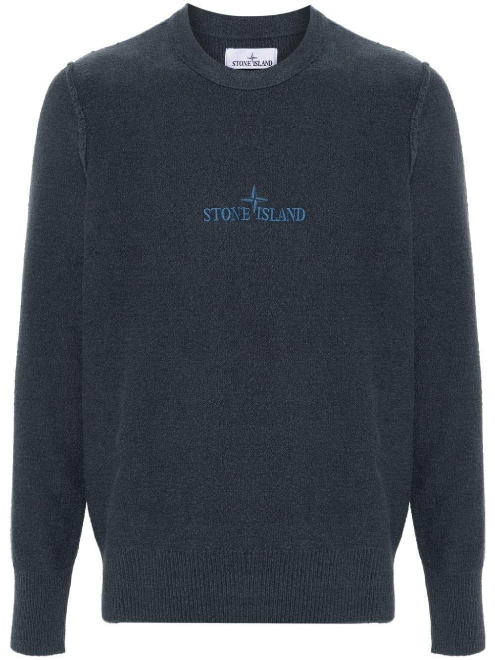 Stone Island logo-embroidered cotton-blend jumper - Blue von Stone Island