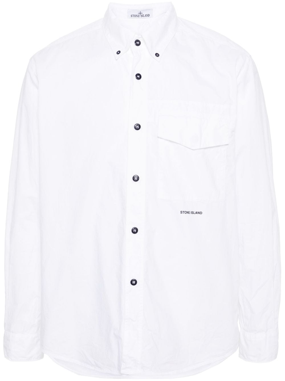 Stone Island logo-embroidered cotton shirt - White von Stone Island