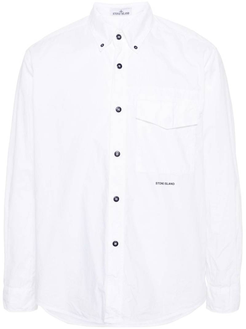 Stone Island logo-embroidered cotton shirt - White von Stone Island