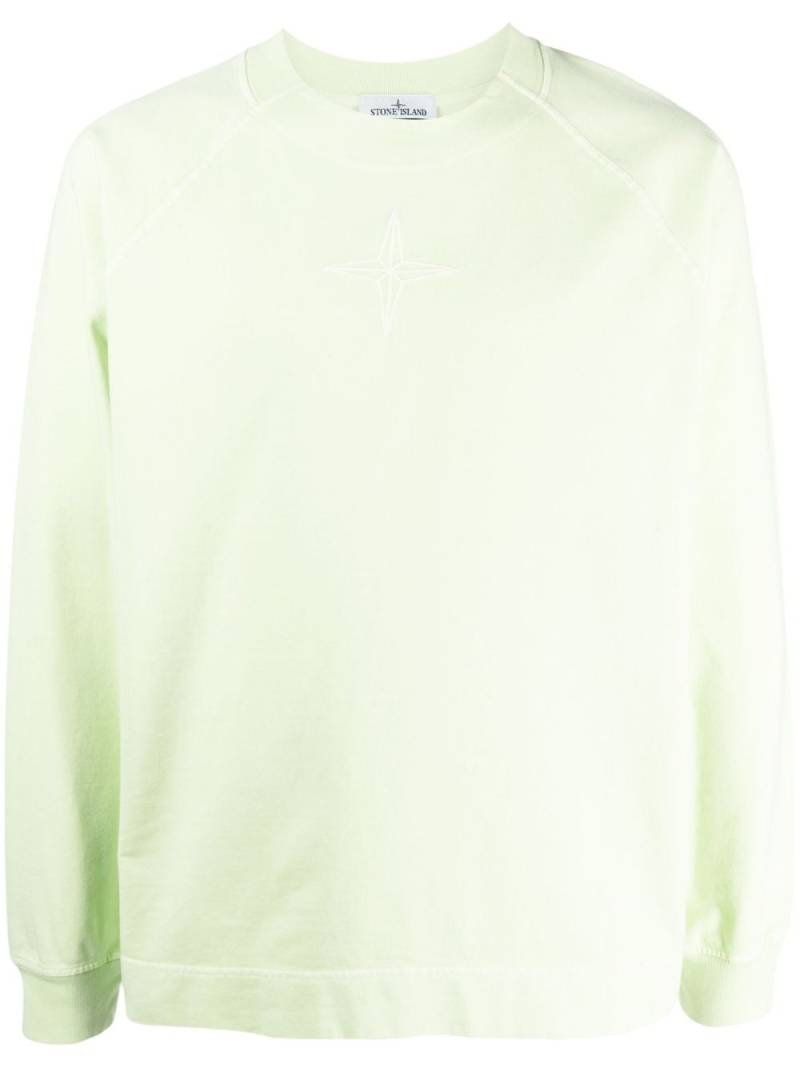 Stone Island logo-embroidered cotton sweatshirt - Green von Stone Island