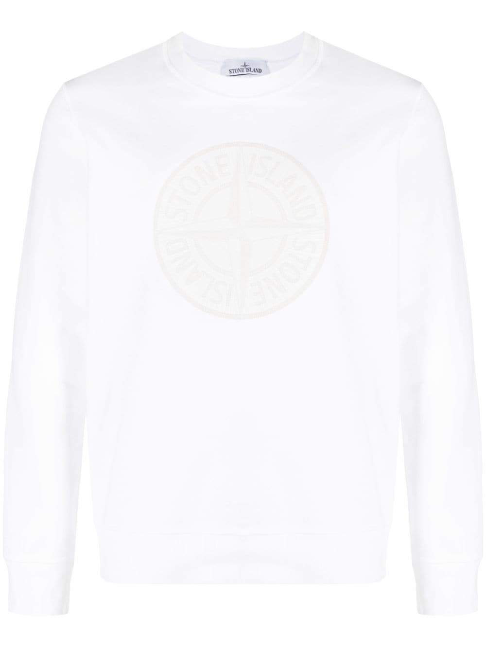 Stone Island logo-embroidered cotton sweatshirt - White von Stone Island