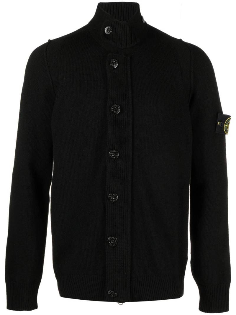 Stone Island logo-patch button-up cardigan - Black von Stone Island