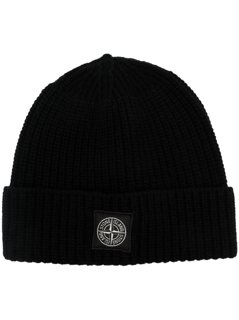 Stone Island logo-patch ribbed beanie - Black von Stone Island