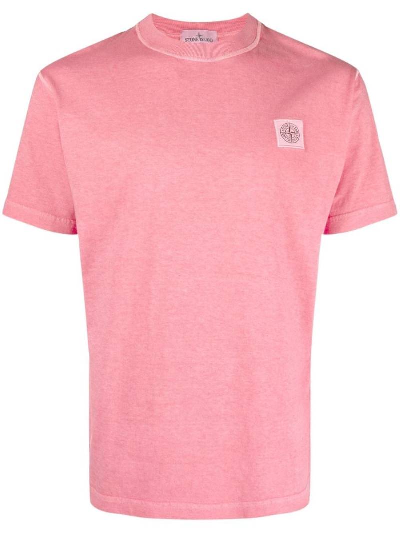Stone Island logo-patch short-sleeved T-shirt - Pink von Stone Island
