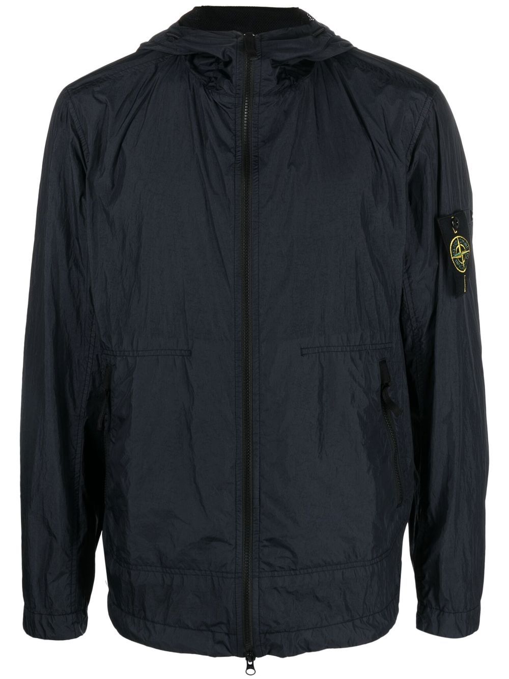 Stone Island logo-patch zip-up bomber jacket - Blue von Stone Island