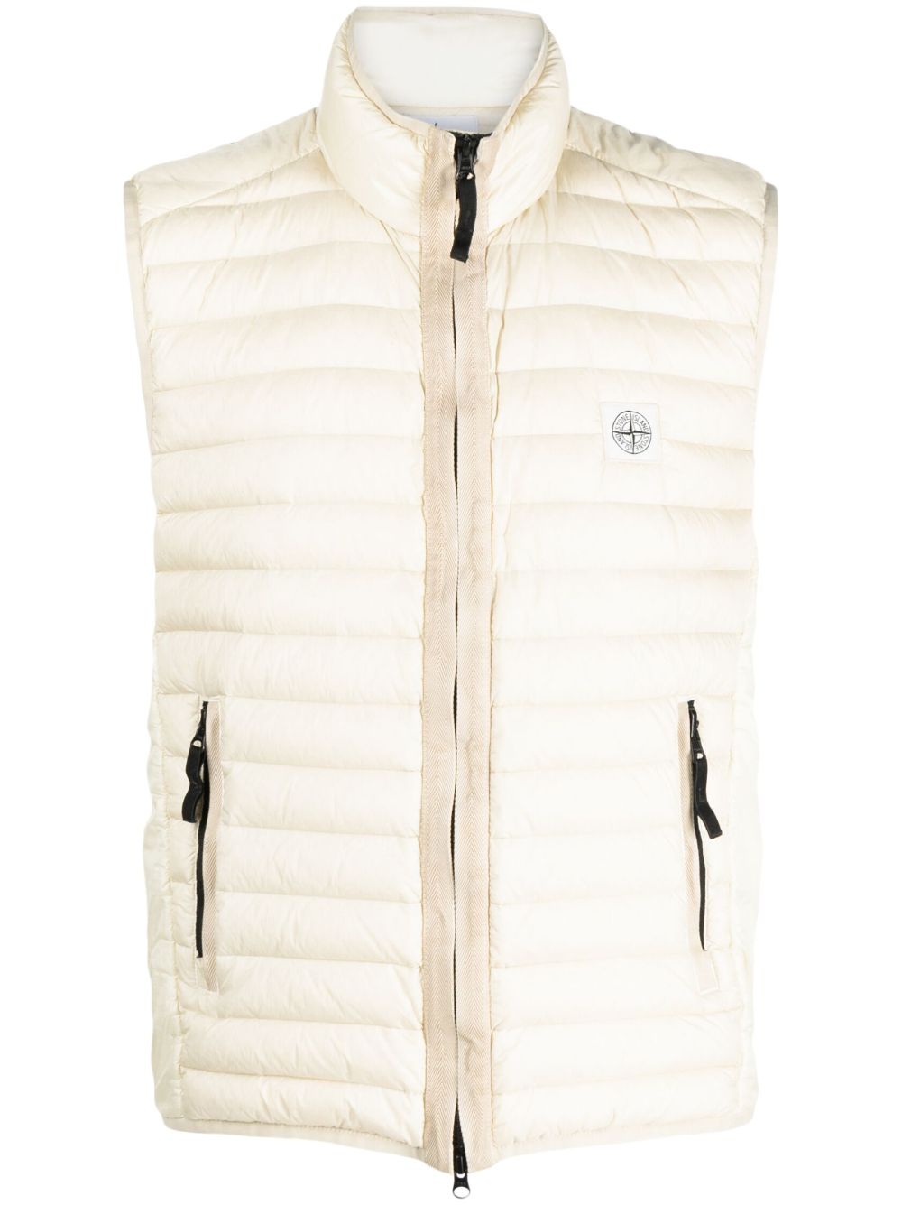 Stone Island logo-patch zip-up quilted gilet - Neutrals von Stone Island