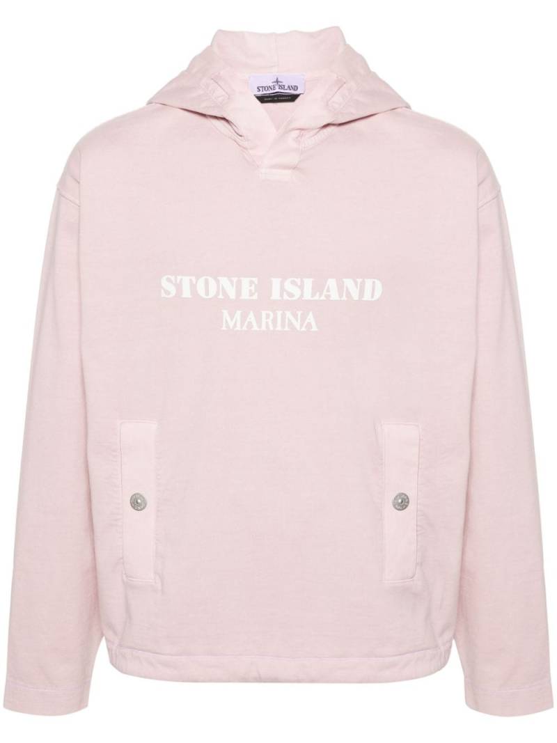 Stone Island logo-print cotton hoodie - Pink von Stone Island