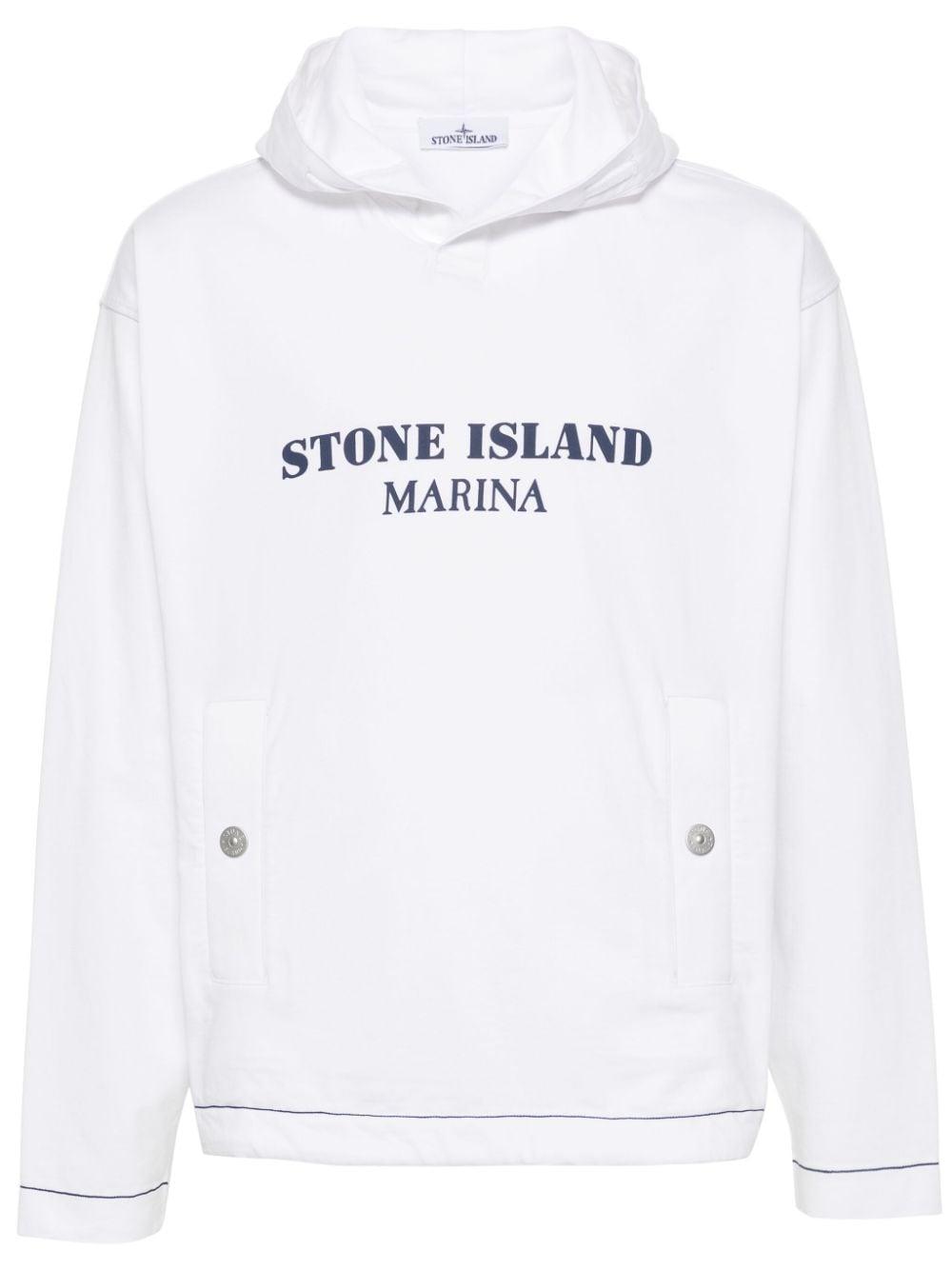 Stone Island logo-print cotton hoodie - White von Stone Island