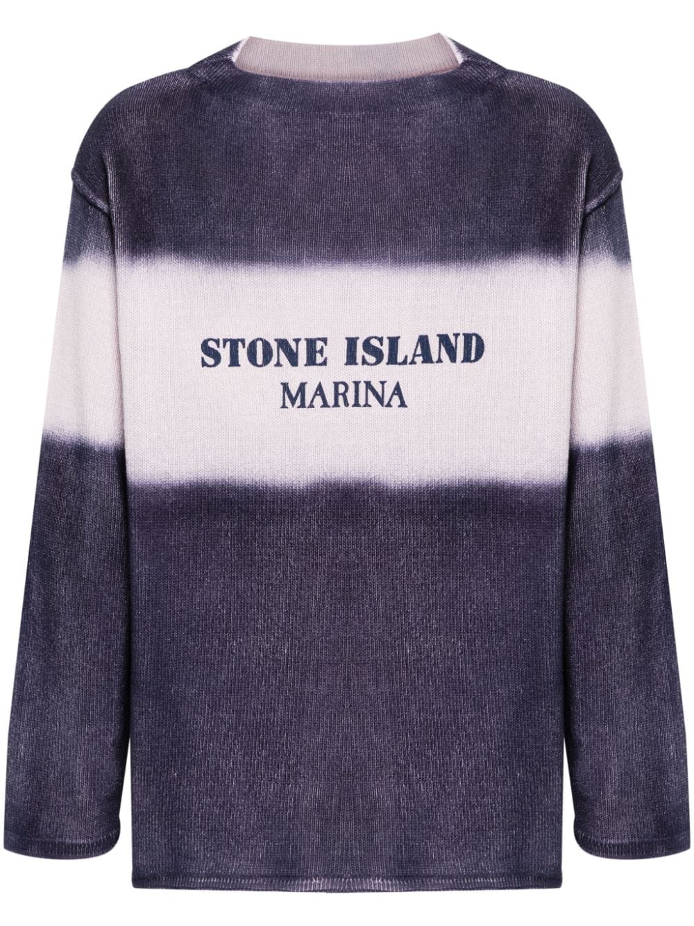 Stone Island logo-print faded-stripe jumper - Blue von Stone Island