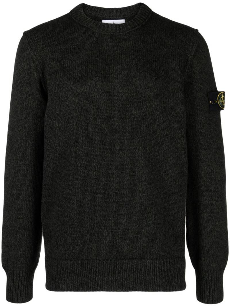 Stone Island marl-knit wool-blend crew-neck jumper - Black von Stone Island