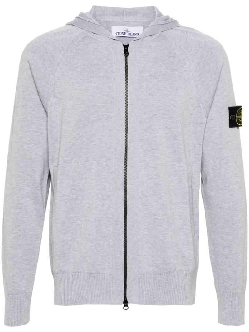 Stone Island mélange-effect cotton hoodie - Grey von Stone Island