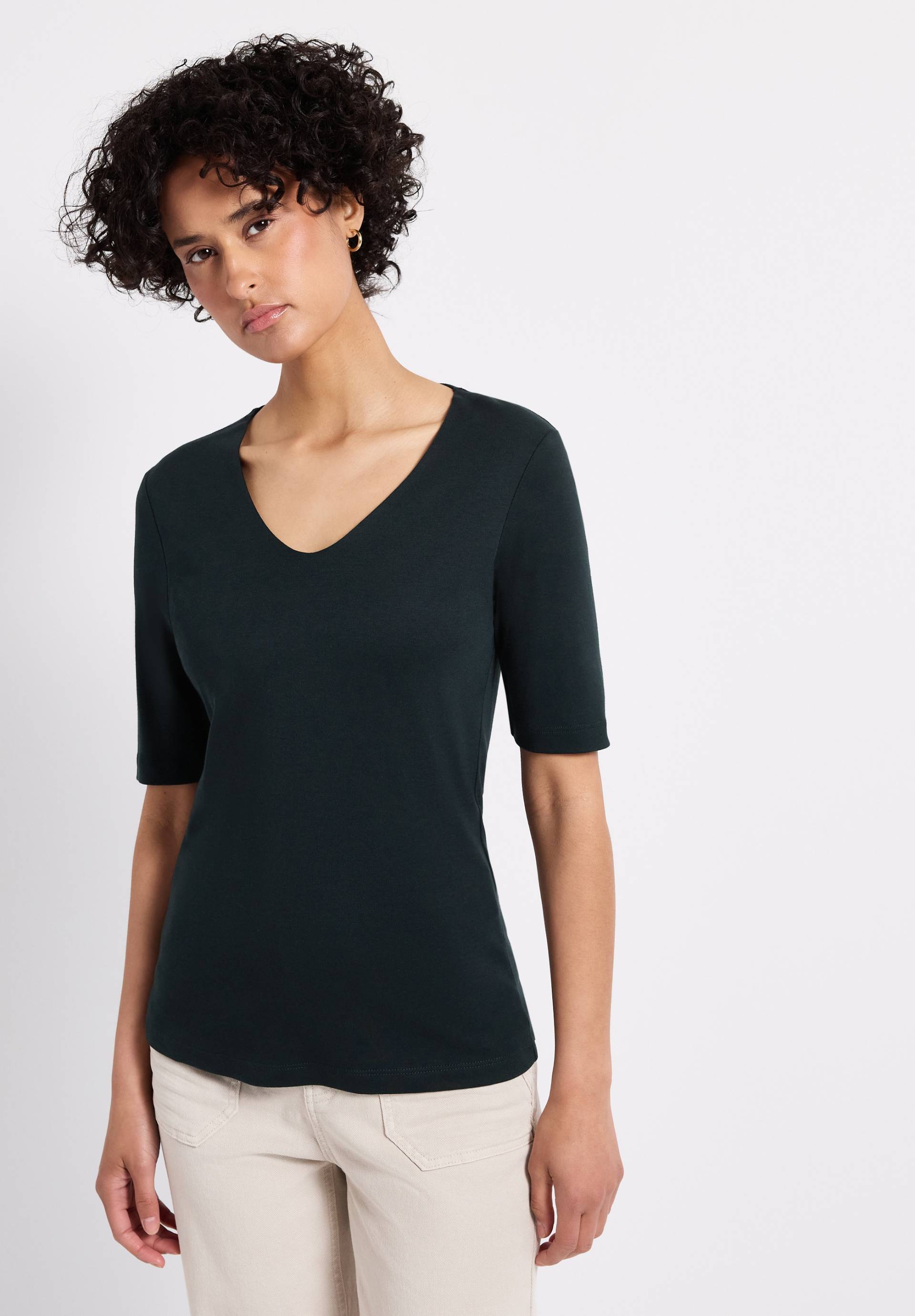 STREET ONE Kurzarmshirt »Style Palmira«, mit tiefem Rundhalsausschnitt STREET ONE Kurzarmshirt »Style Palmira«, mit tiefem Rundhalsausschnitt von Street One