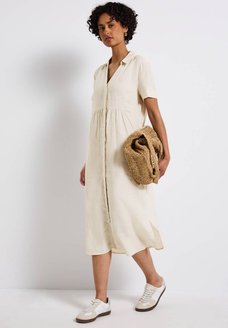 STREET ONE Midikleid, aus Leinen und kurzarm von Street One