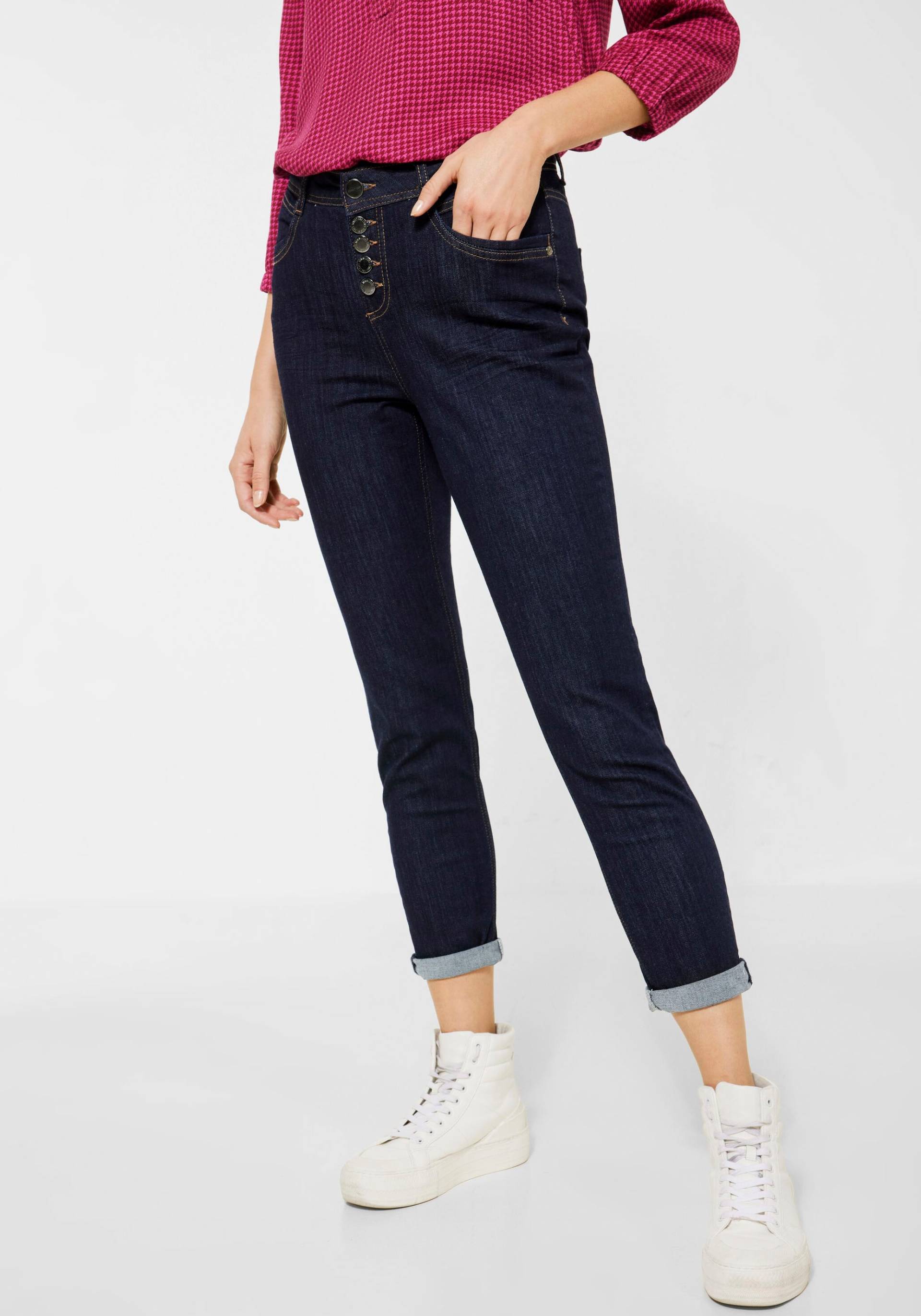 STREET ONE Slim-fit-Jeans »Style Mom«, mit Kontrastnähten an den Gürtelschlaufen von Street One