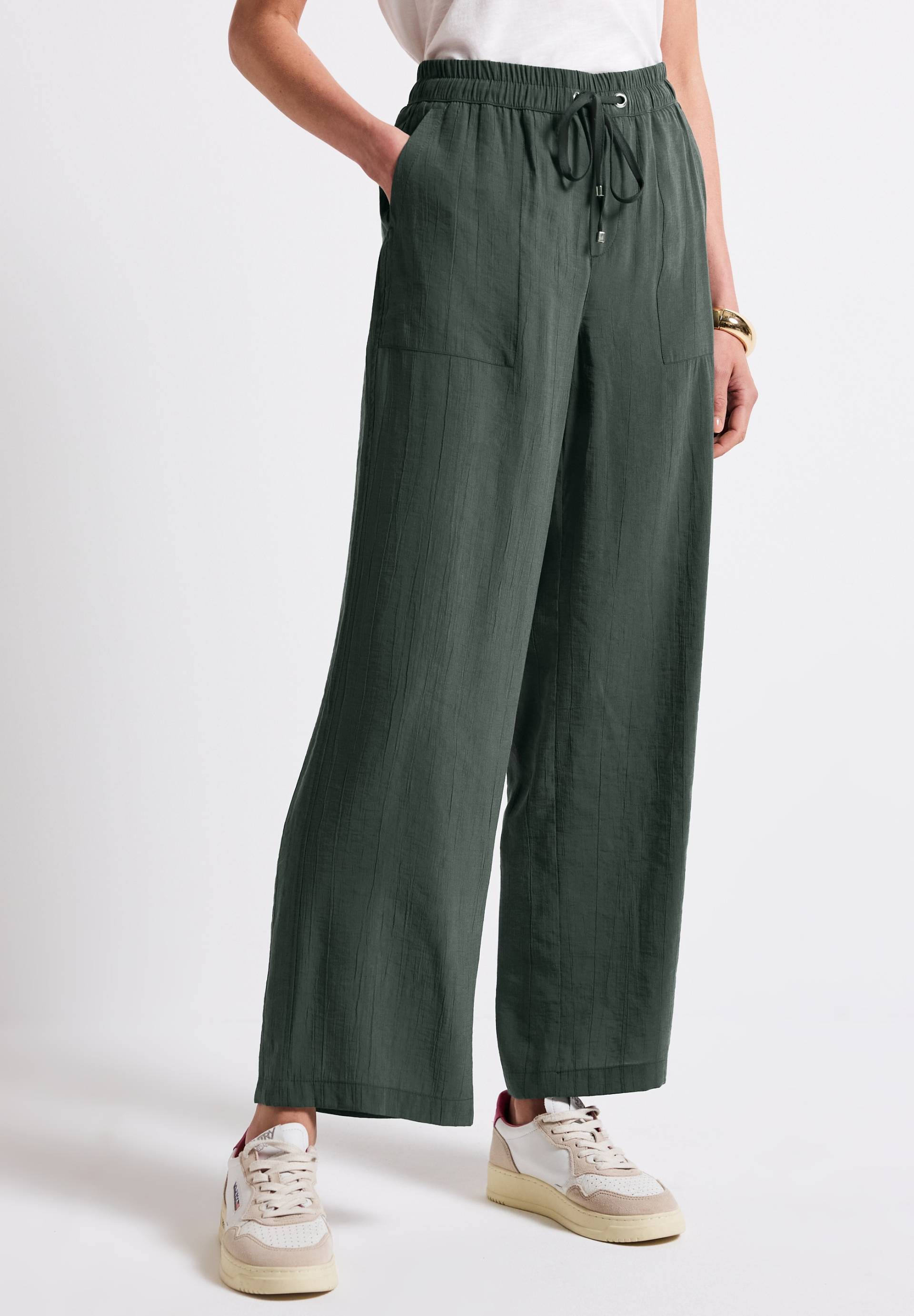 STREET ONE Stoffhose, mit Crinkle-Struktur, Wide Leg von Street One