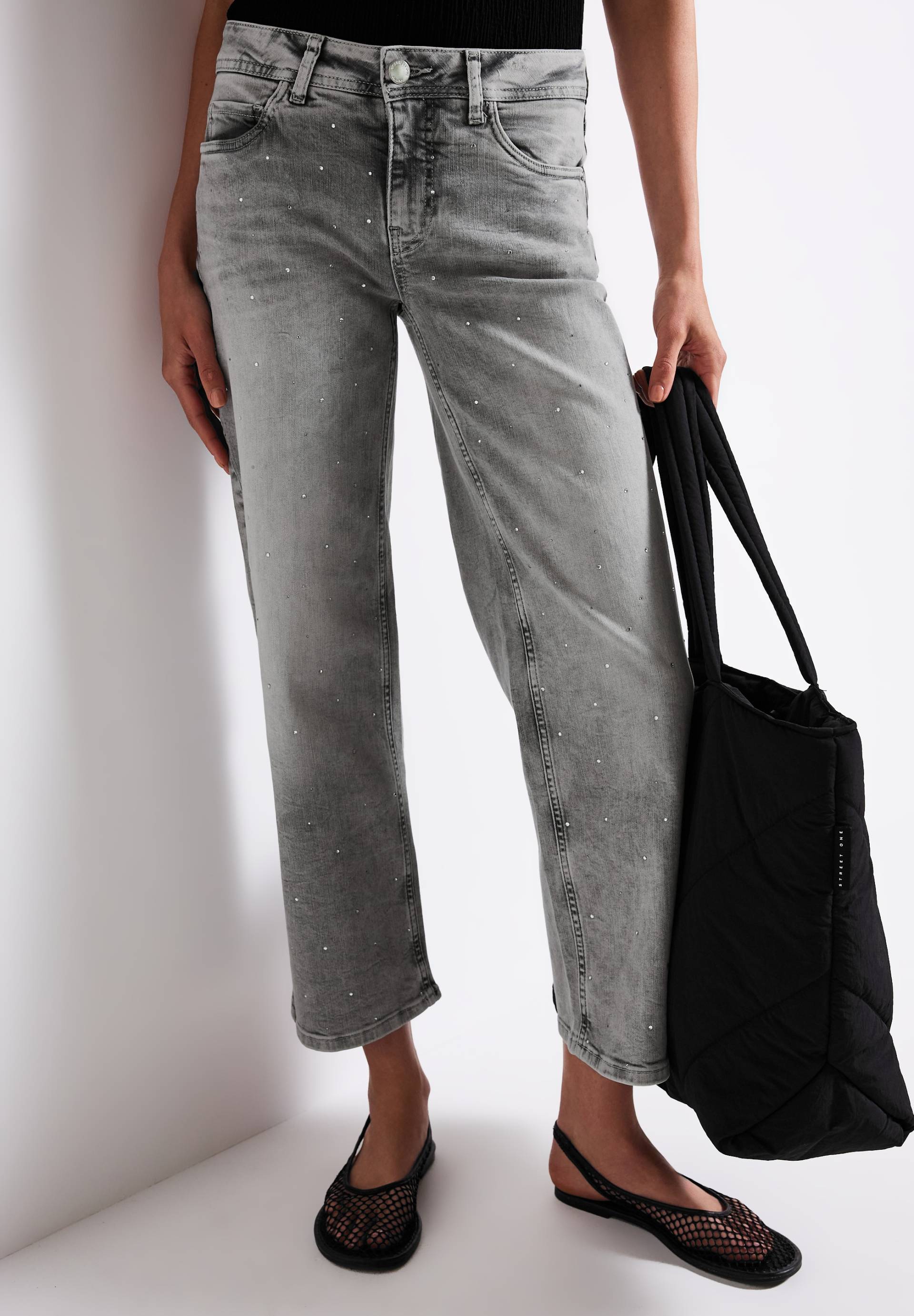 STREET ONE Straight-Jeans, mit Glitzersteine von Street One