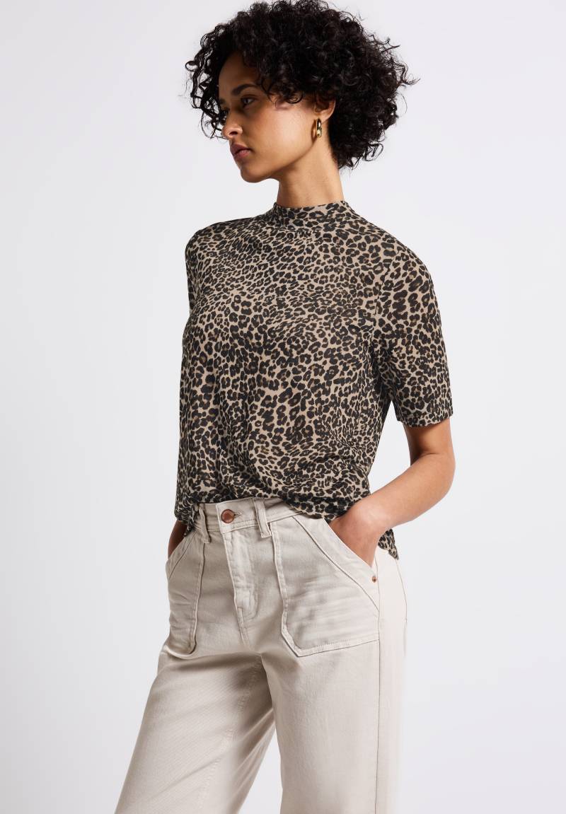 STREET ONE T-Shirt, mit Animal Print und in Leinen-Optik von Street One